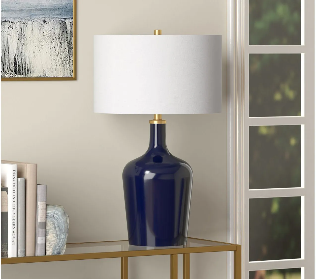 Sebago Table Lamp in Navy Blue by Hudson & Canal