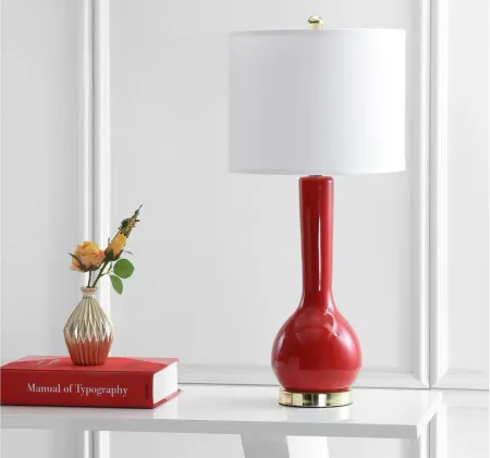 Odette Long Neck Ceramic Table Lamp in Red by Safavieh
