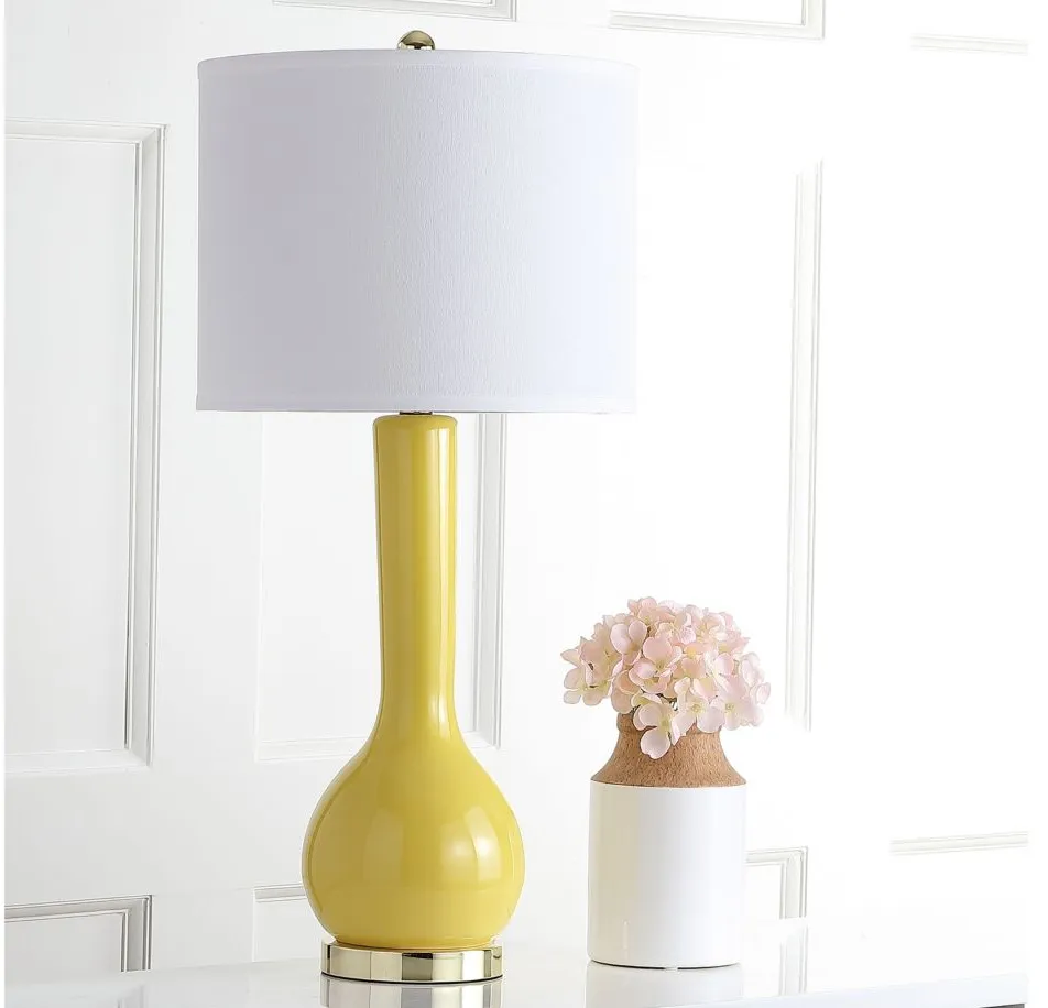 Odette Long Neck Ceramic Table Lamp in Yellow by Safavieh