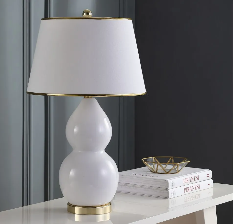 Maud Long Neck Ceramic Table Lamp in White by Safavieh