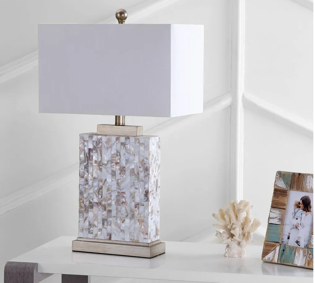 Stevie Shell Table Lamp in Off-White by Safavieh