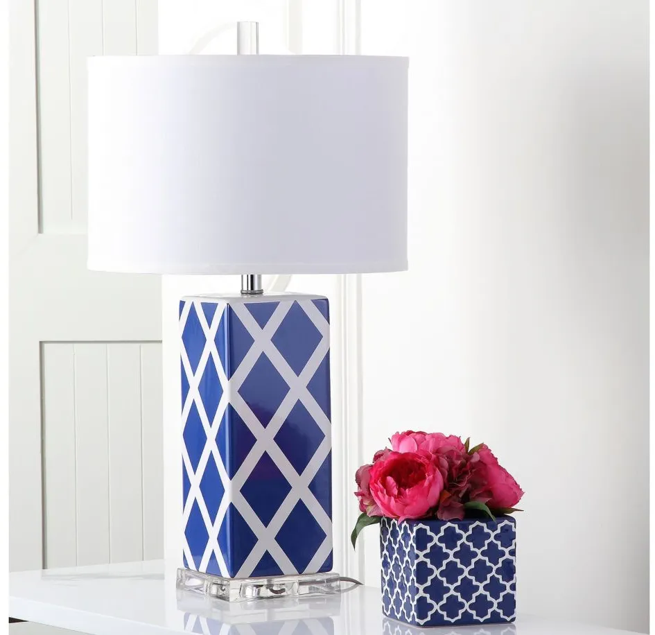 Tig Lattice Table Lamp in Navy by Safavieh