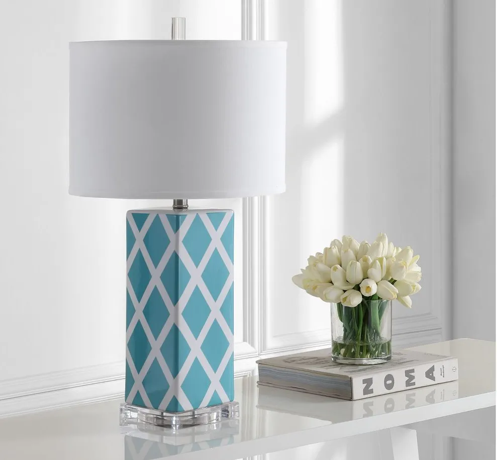 Tig Lattice Table Lamp in Blue by Safavieh