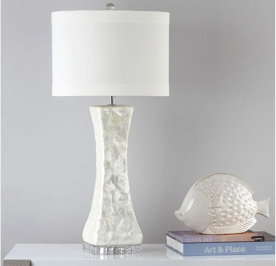 Cary Concave Table Lamp in White by Safavieh