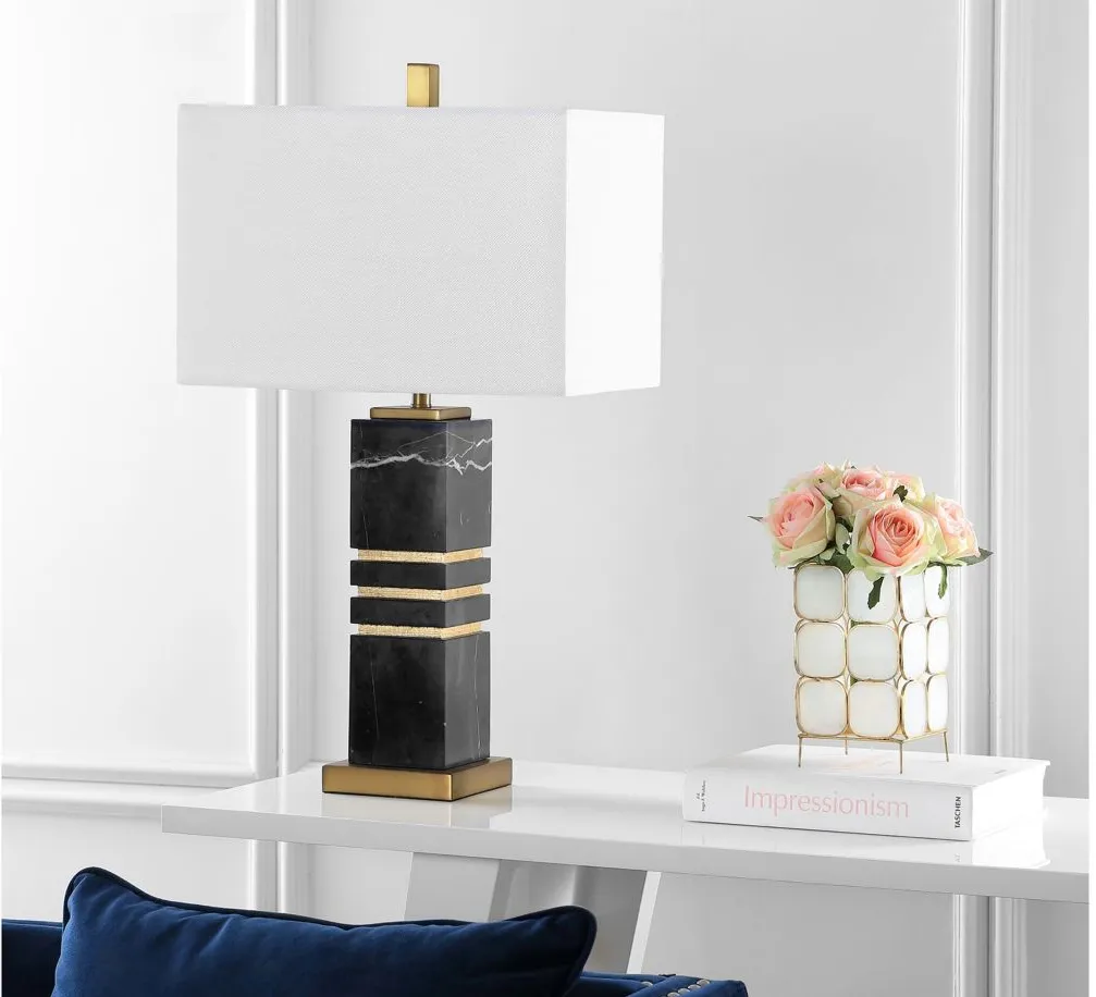 Casen Marble Table Lamp in Black by Safavieh