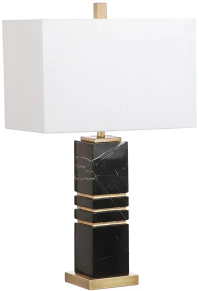 Casen Marble Table Lamp in Black by Safavieh