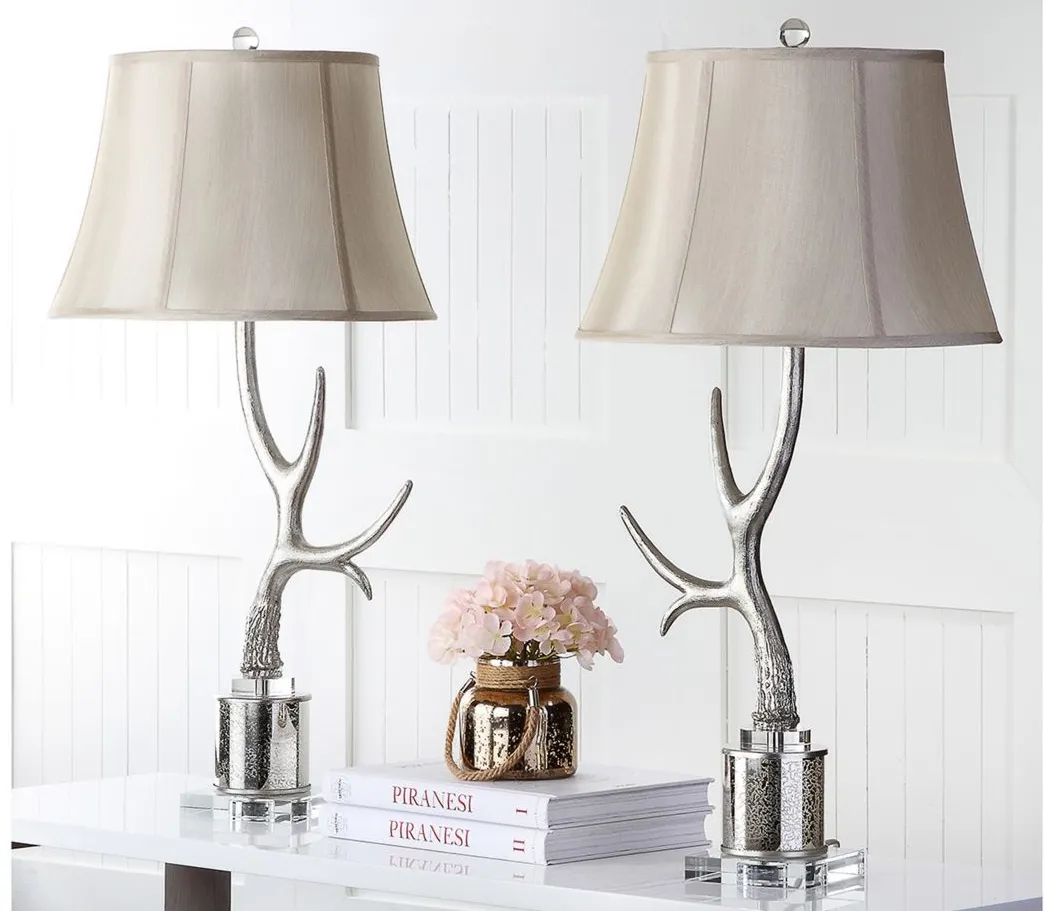 Lengston Antler Table Lamp Set in Silver by Safavieh