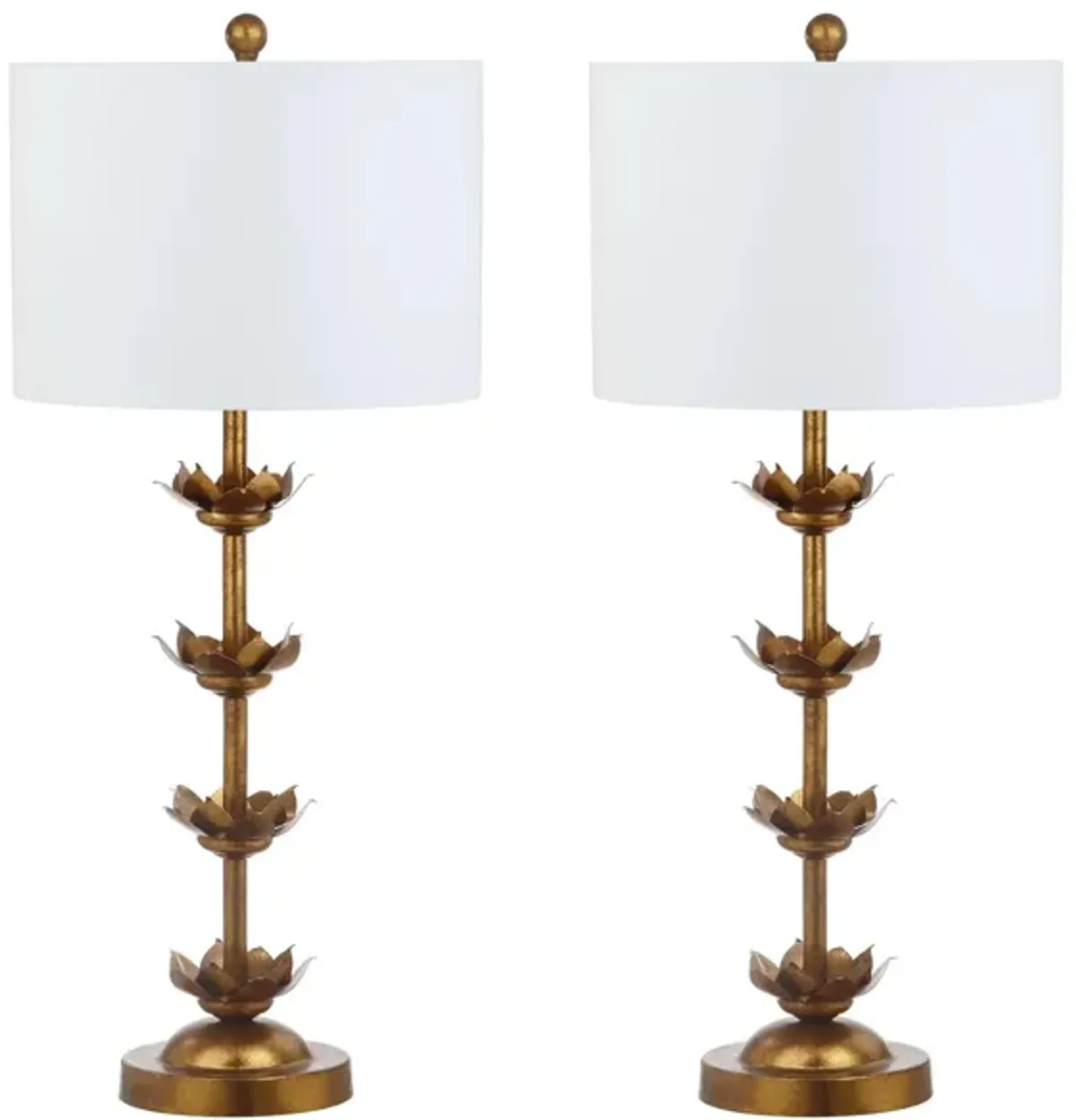 Tage Leaf Table Lamp Set in Gold by Safavieh