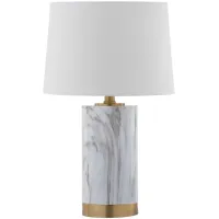 Hensley Marble Table Lamp in White by Safavieh