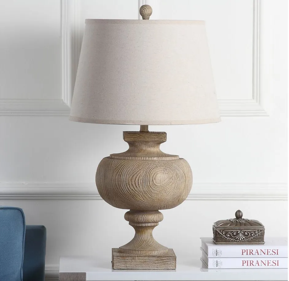 Caden Wood Table Lamp in Natural by Safavieh