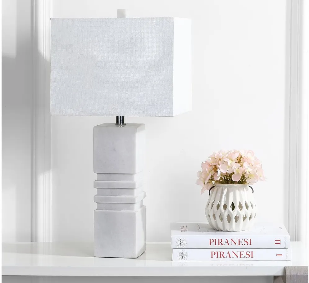 Lani Marble Table Lamp in White by Safavieh