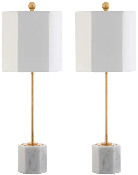 Annetta Marble Table Lamp in White by Safavieh