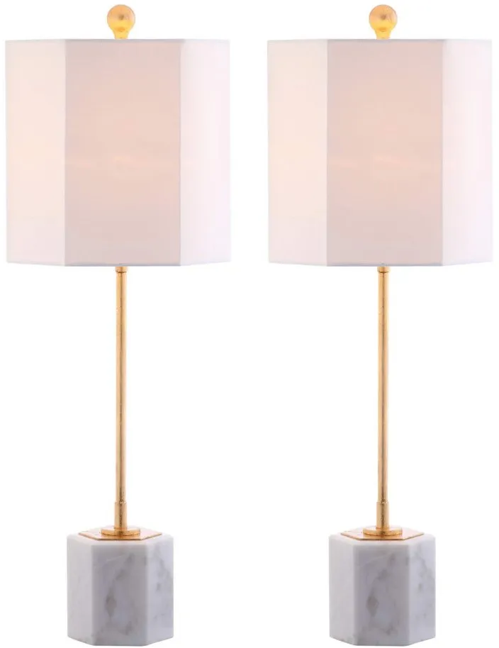 Annetta Marble Table Lamp in White by Safavieh