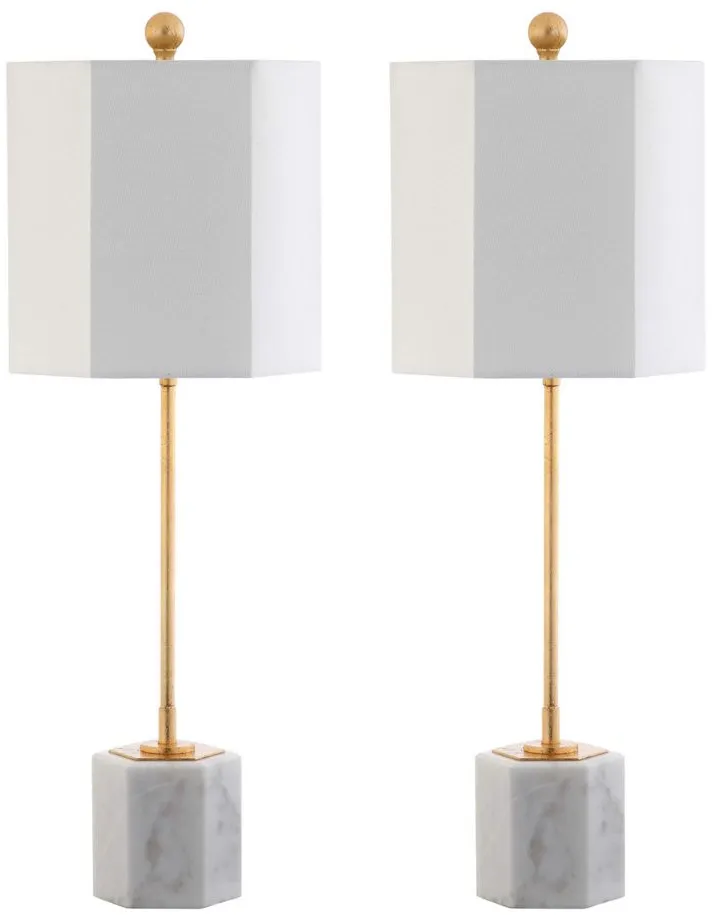 Annetta Marble Table Lamp in White by Safavieh