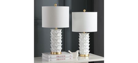 Callum Table Lamp Set in White by Safavieh