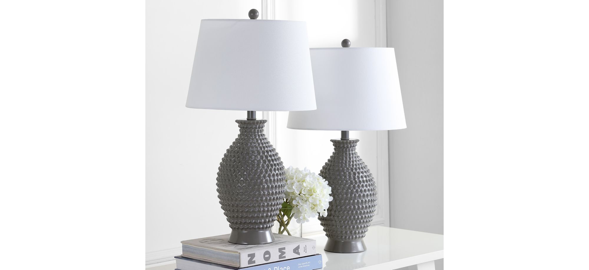 Minton Table Lamp Set in Gray by Safavieh