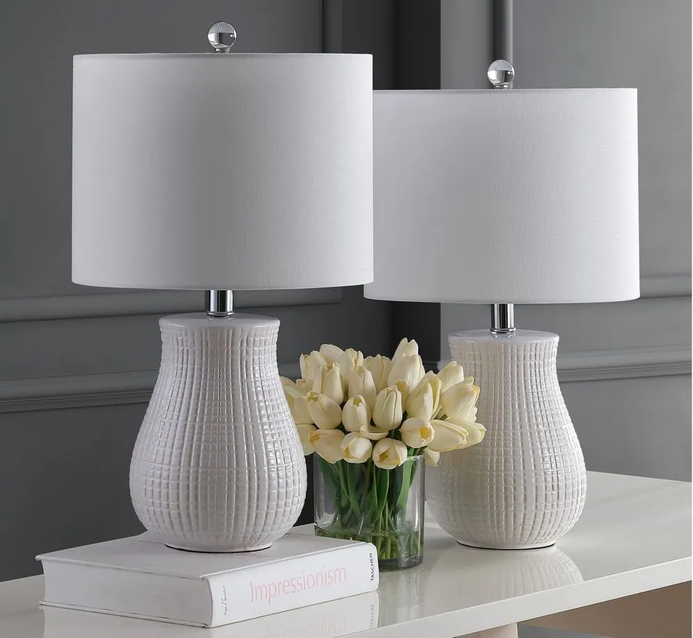 Alisha Table Lamp Set in White by Safavieh