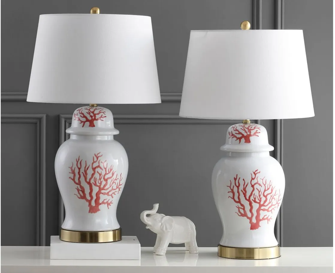 Charlson Table Lamp Set in Red by Safavieh