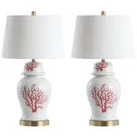 Charlson Table Lamp Set in Red by Safavieh
