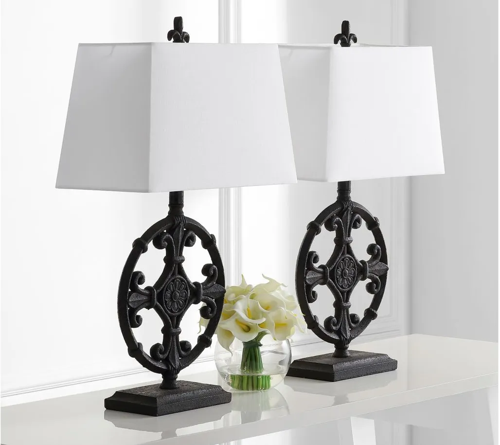 Trace Table Lamp Set in Black by Safavieh