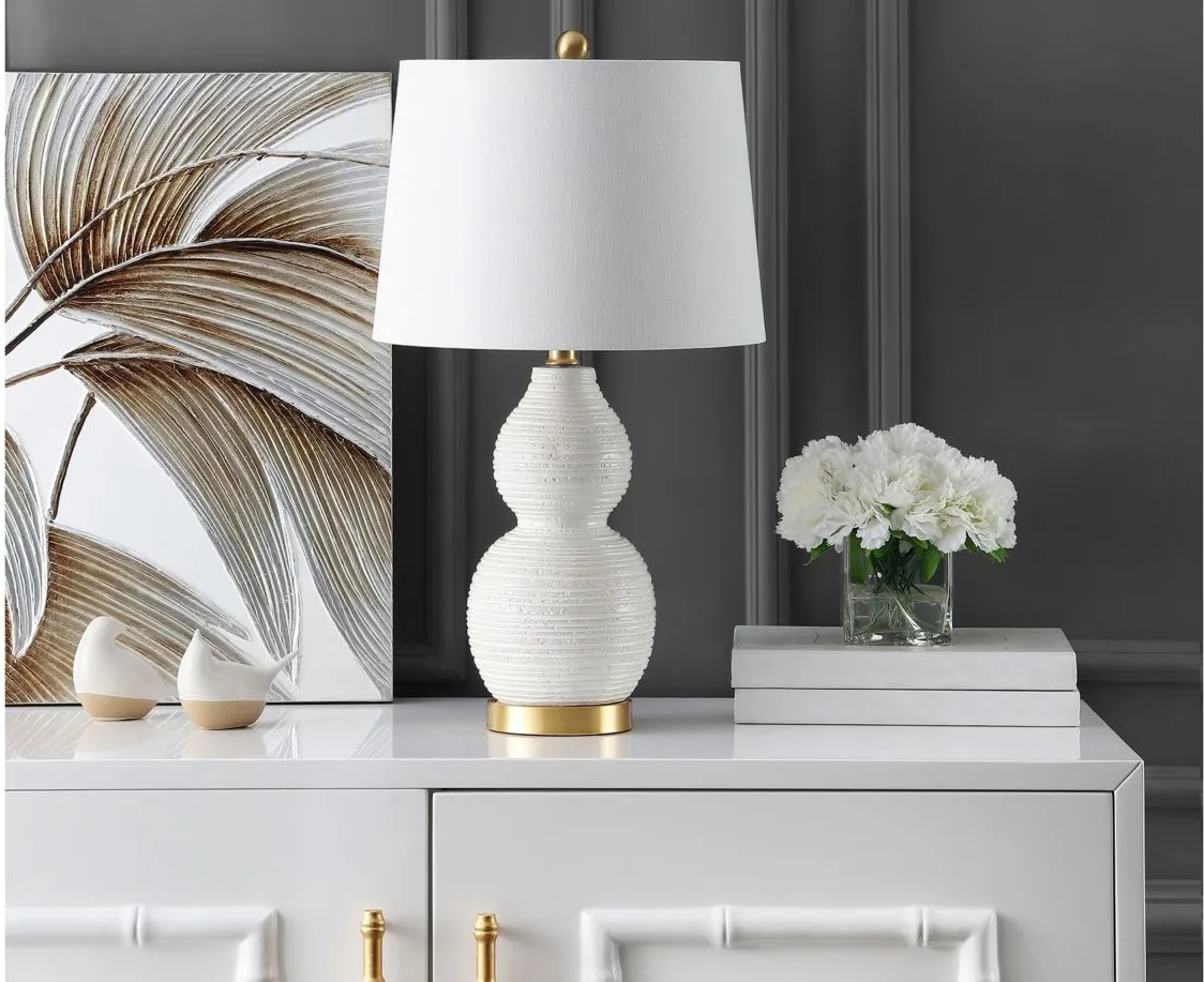 Kian Table Lamp in White by Safavieh