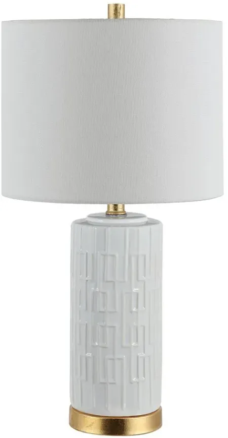 Frena Ceramic Table Lamp in White by Safavieh