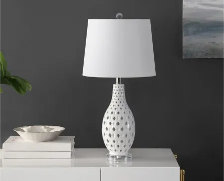 Brisor Ceramic Table Lamp in White by Safavieh