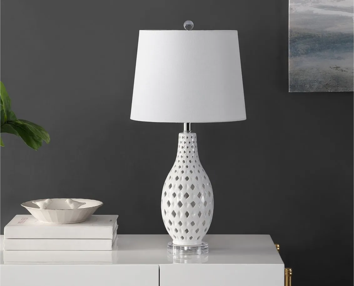 Brisor Ceramic Table Lamp in White by Safavieh