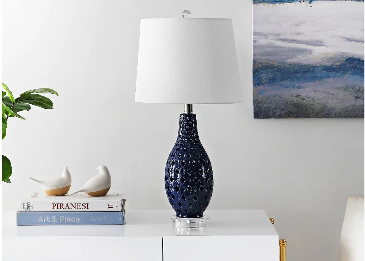 Brisor Ceramic Table Lamp in Navy by Safavieh