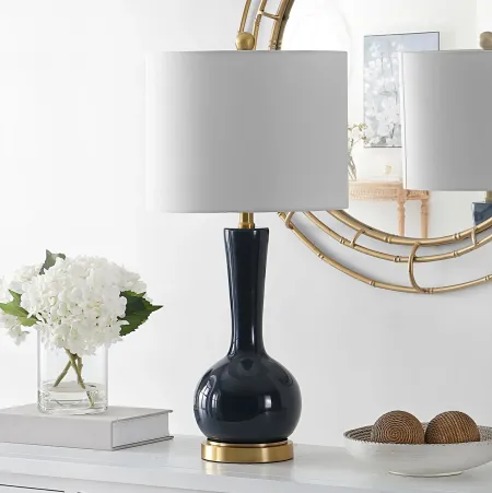 Renni Glass Table Lamp in Navy by Safavieh