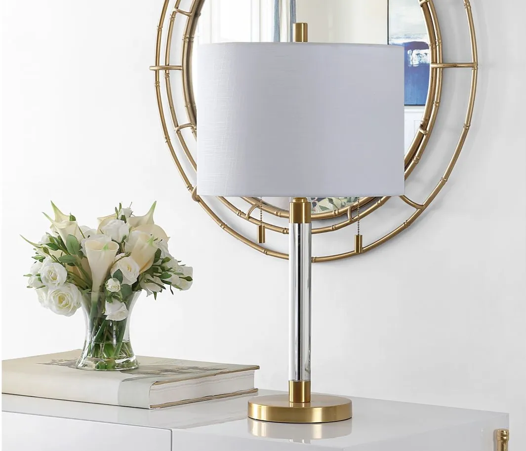 Remzi Glass Table Lamp in Brass by Safavieh