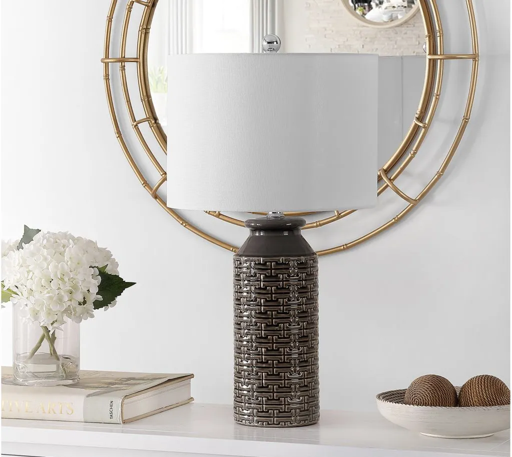 Lener Ceramic Table Lamp in Gray by Safavieh