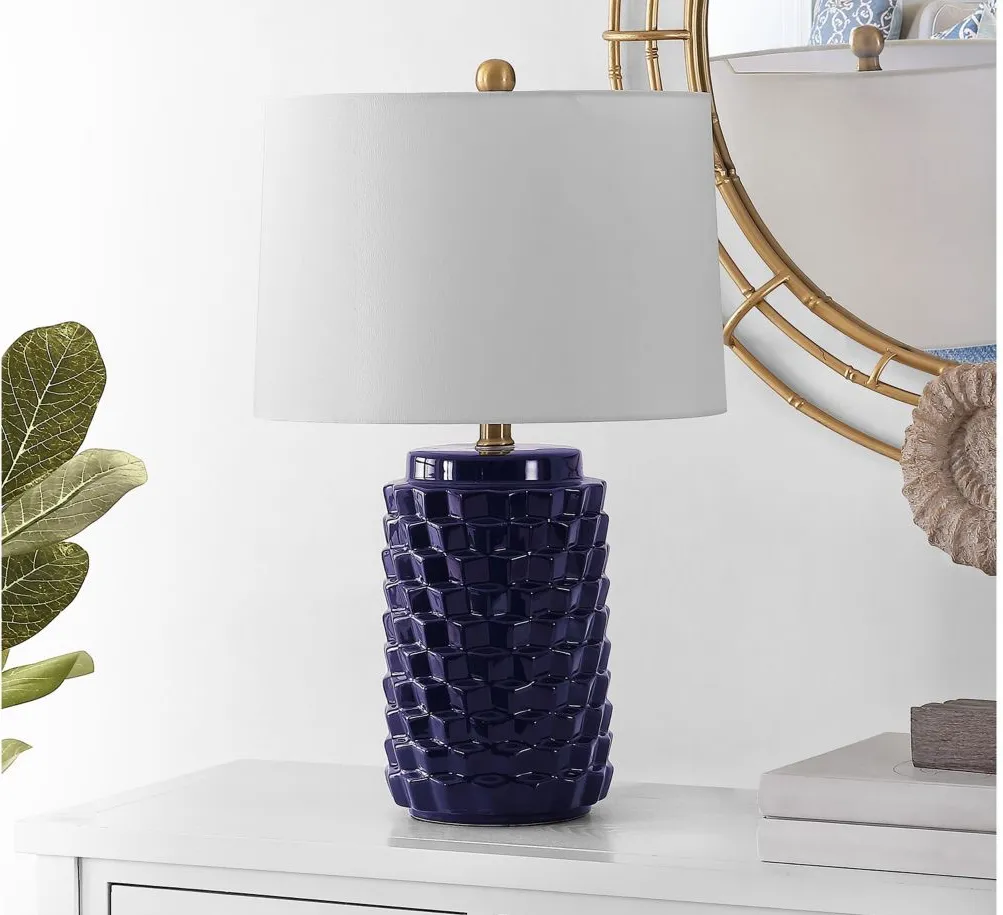 Memphis Ceramic Table Lamp in Navy by Safavieh