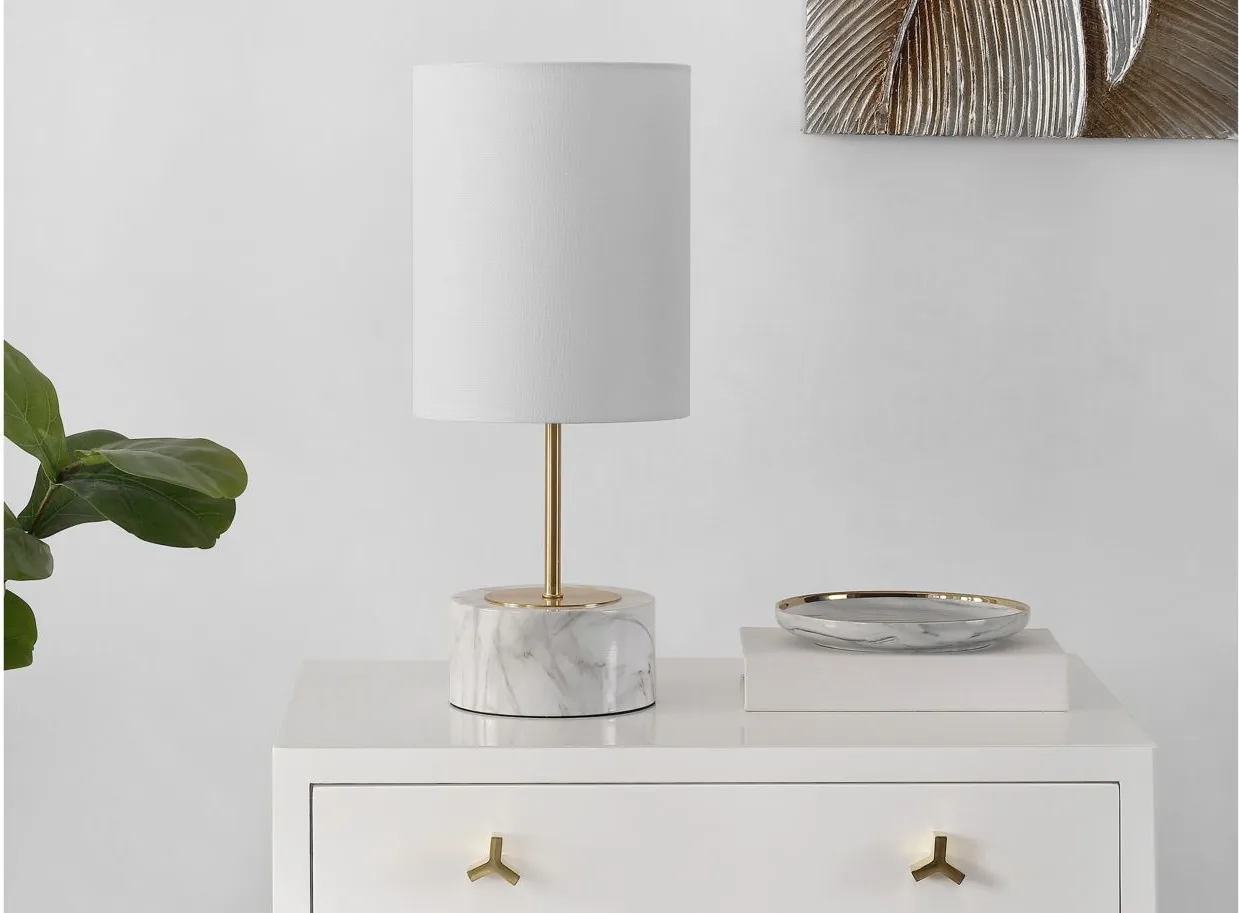 Naila Iron Table Lamp in White by Safavieh