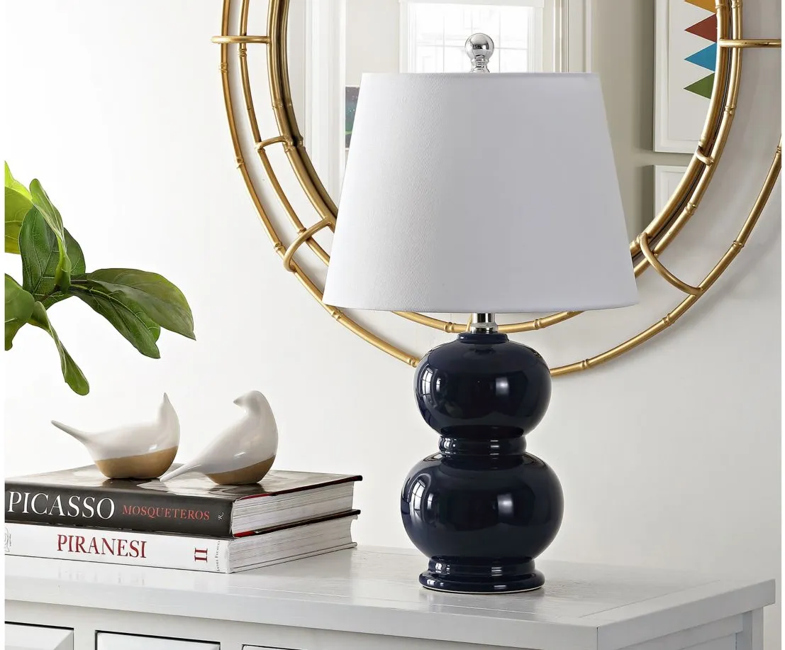 Naji Ceramic Table Lamp in Navy by Safavieh