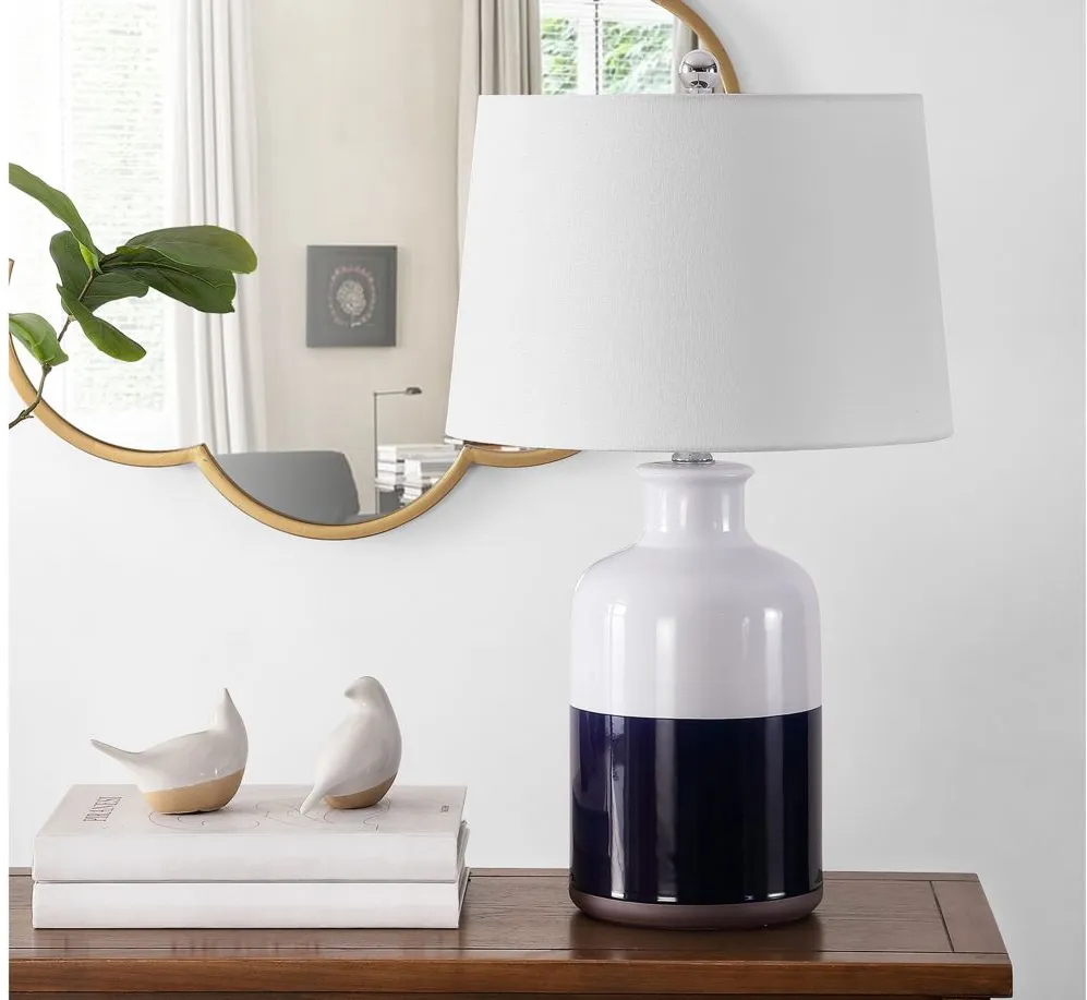 Weldon Ceramic Table Lamp in Navy by Safavieh