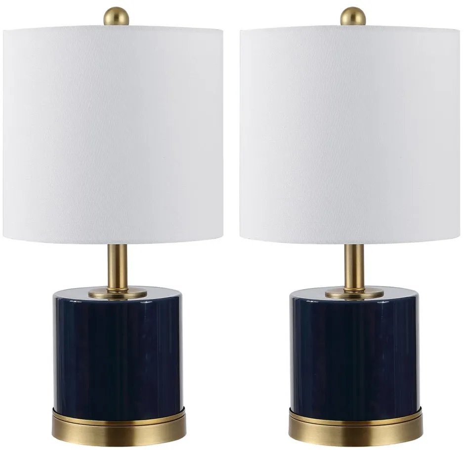 Ivy Glass Table Lamp Set in Navy by Safavieh