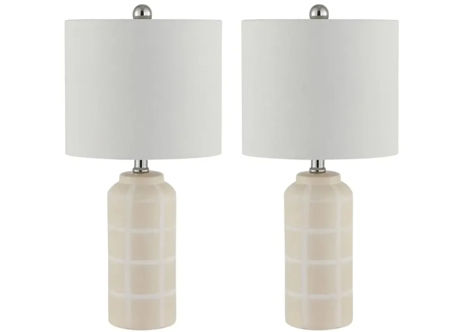 Kamilah Ceramic Table Lamp Set in Ivory by Safavieh