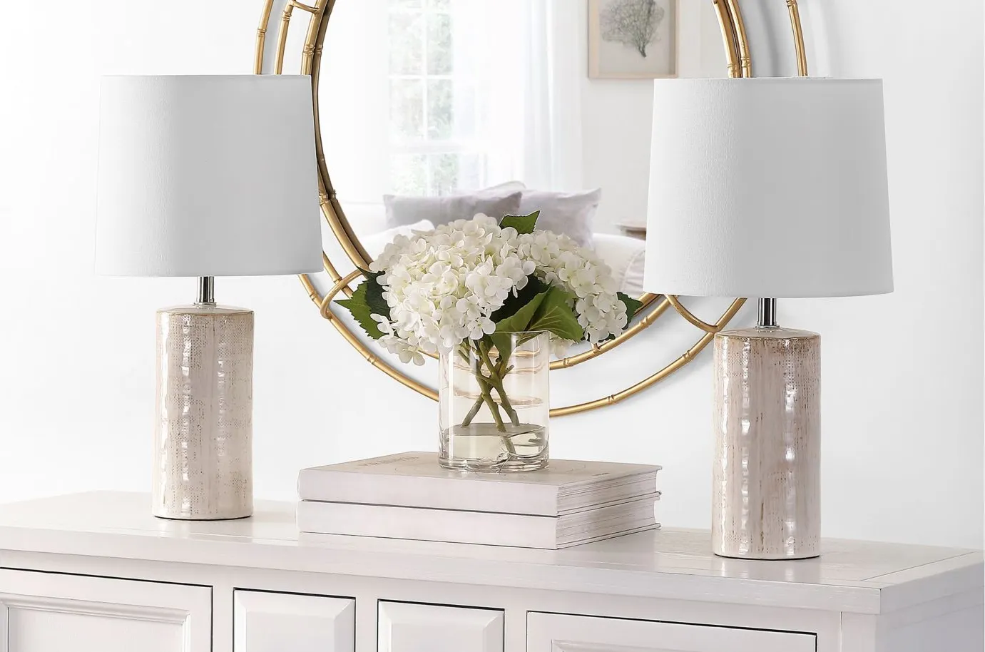 Amaia Ceramic Table Lamp Set in Ivory by Safavieh