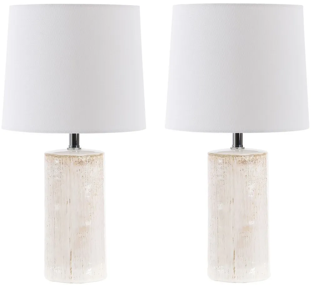 Amaia Ceramic Table Lamp Set in Ivory by Safavieh