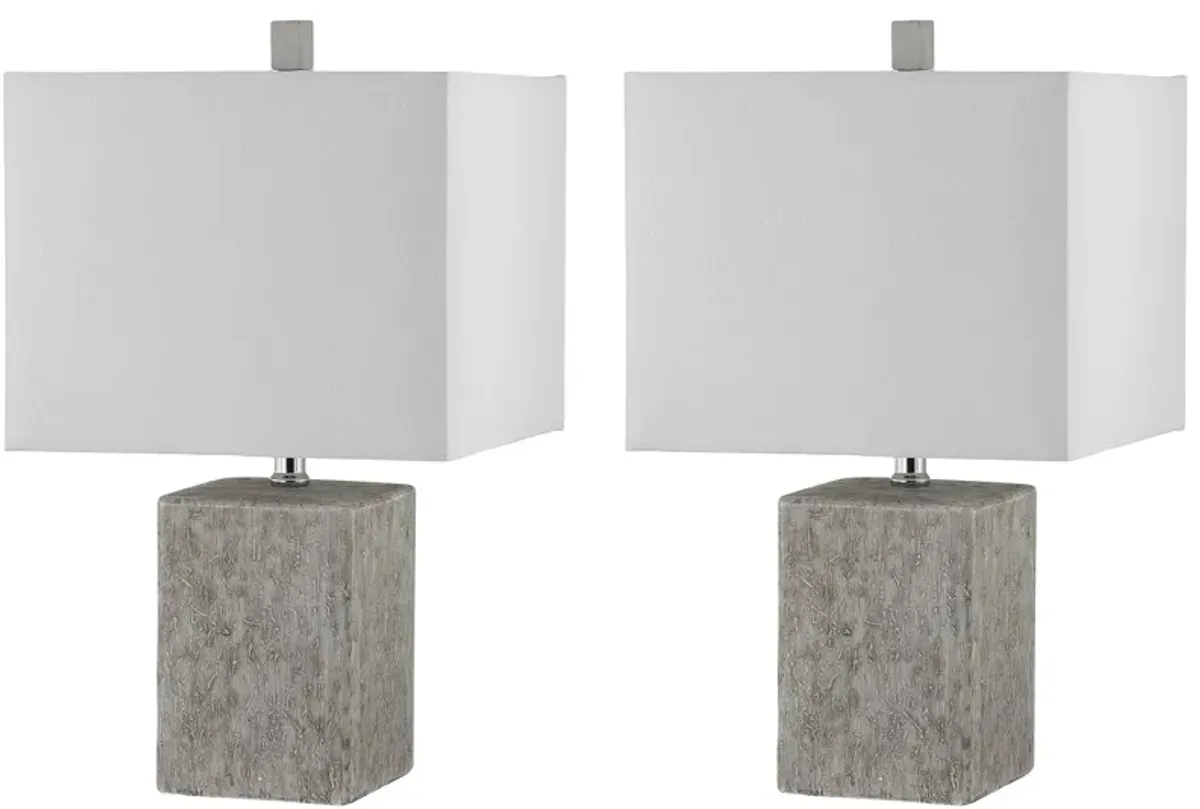 Amby Ceramic Table Lamp Set in Gray by Safavieh