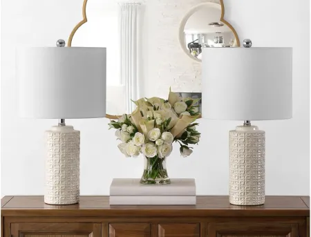 Eugenie Ceramic Table Lamp Set in Ivory by Safavieh