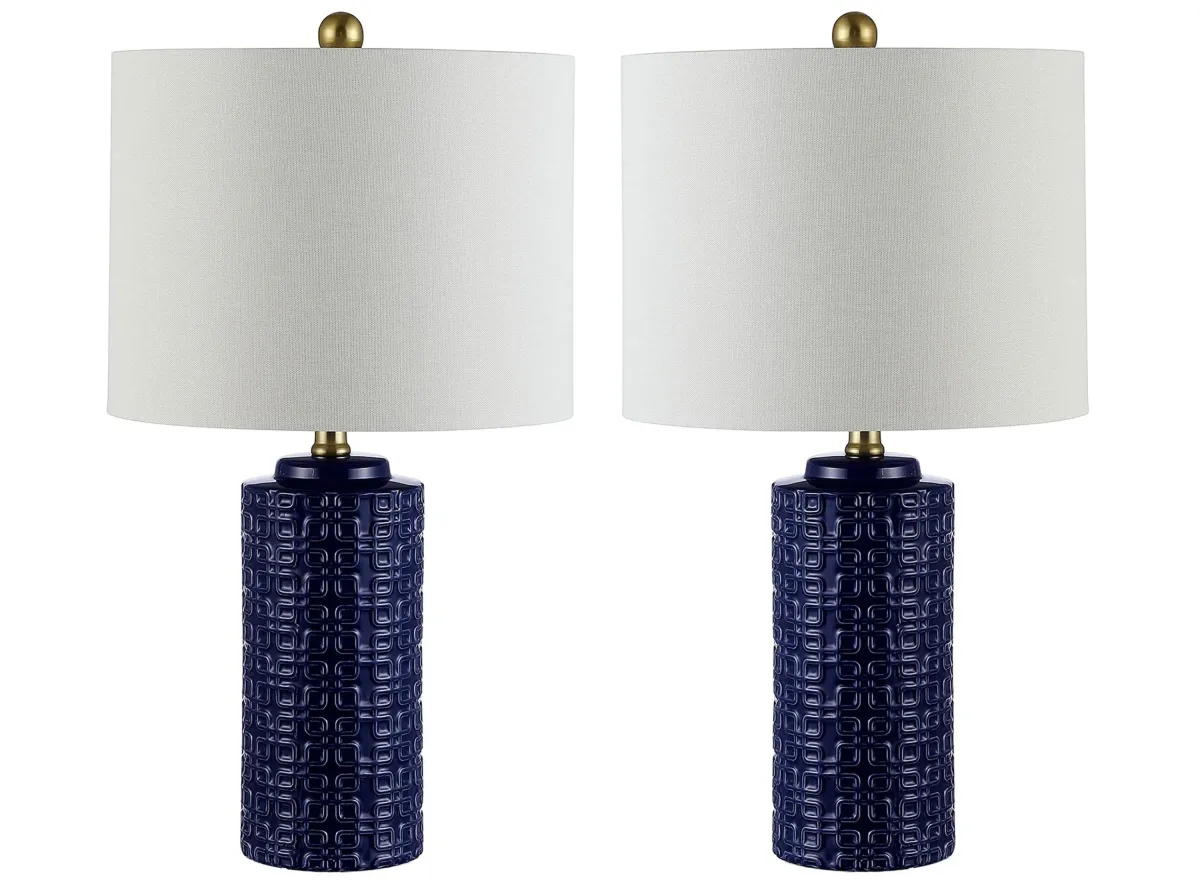 Eugenie Ceramic Table Lamp Set in Navy by Safavieh