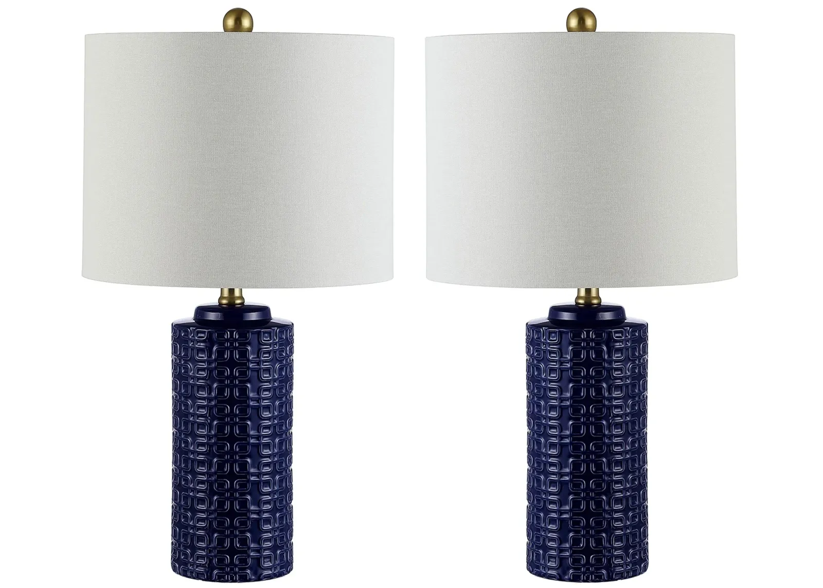 Eugenie Ceramic Table Lamp Set in Navy by Safavieh