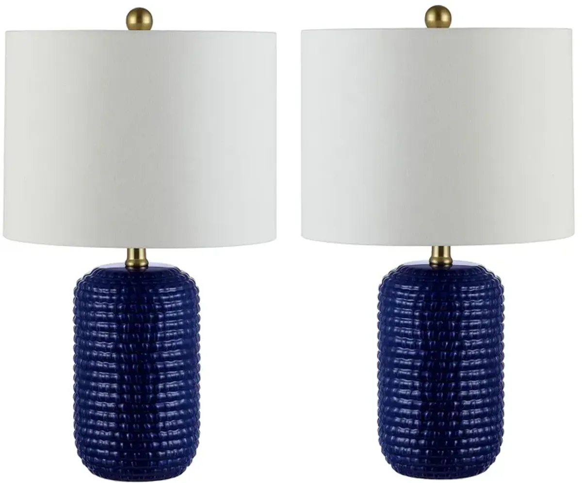 Peli Ceramic Table Lamp Set in Navy by Safavieh