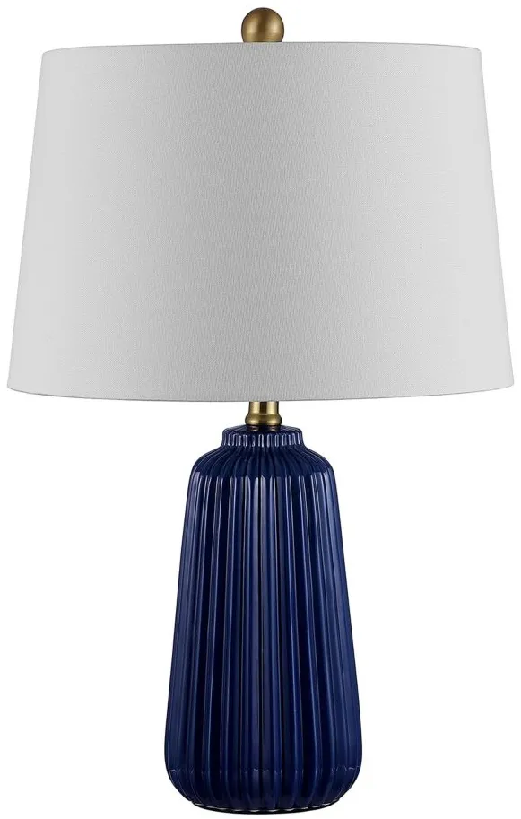 Flora Ceramic Table Lamp in Navy by Safavieh