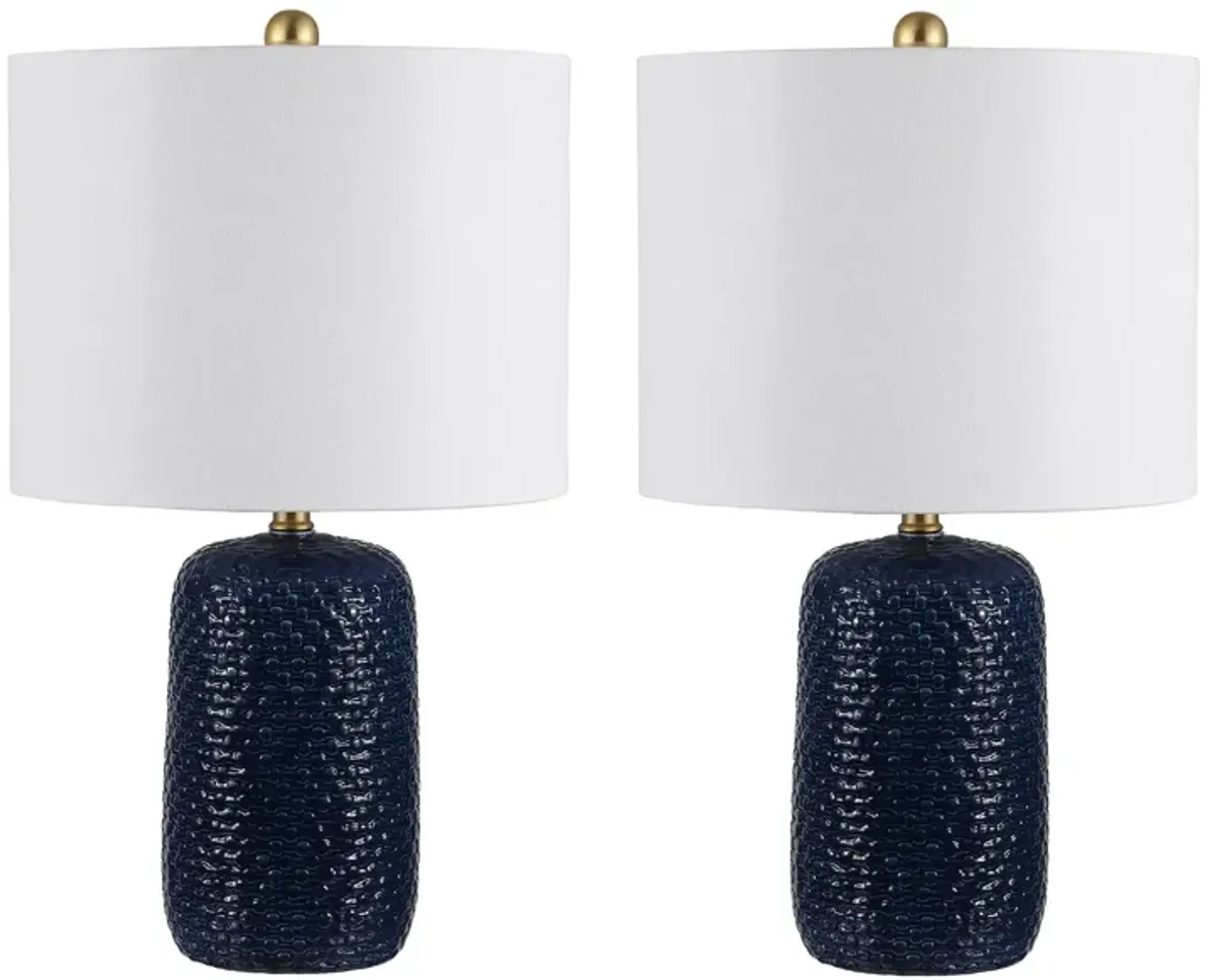 Wendi Ceramic Table Lamp Set in Navy by Safavieh