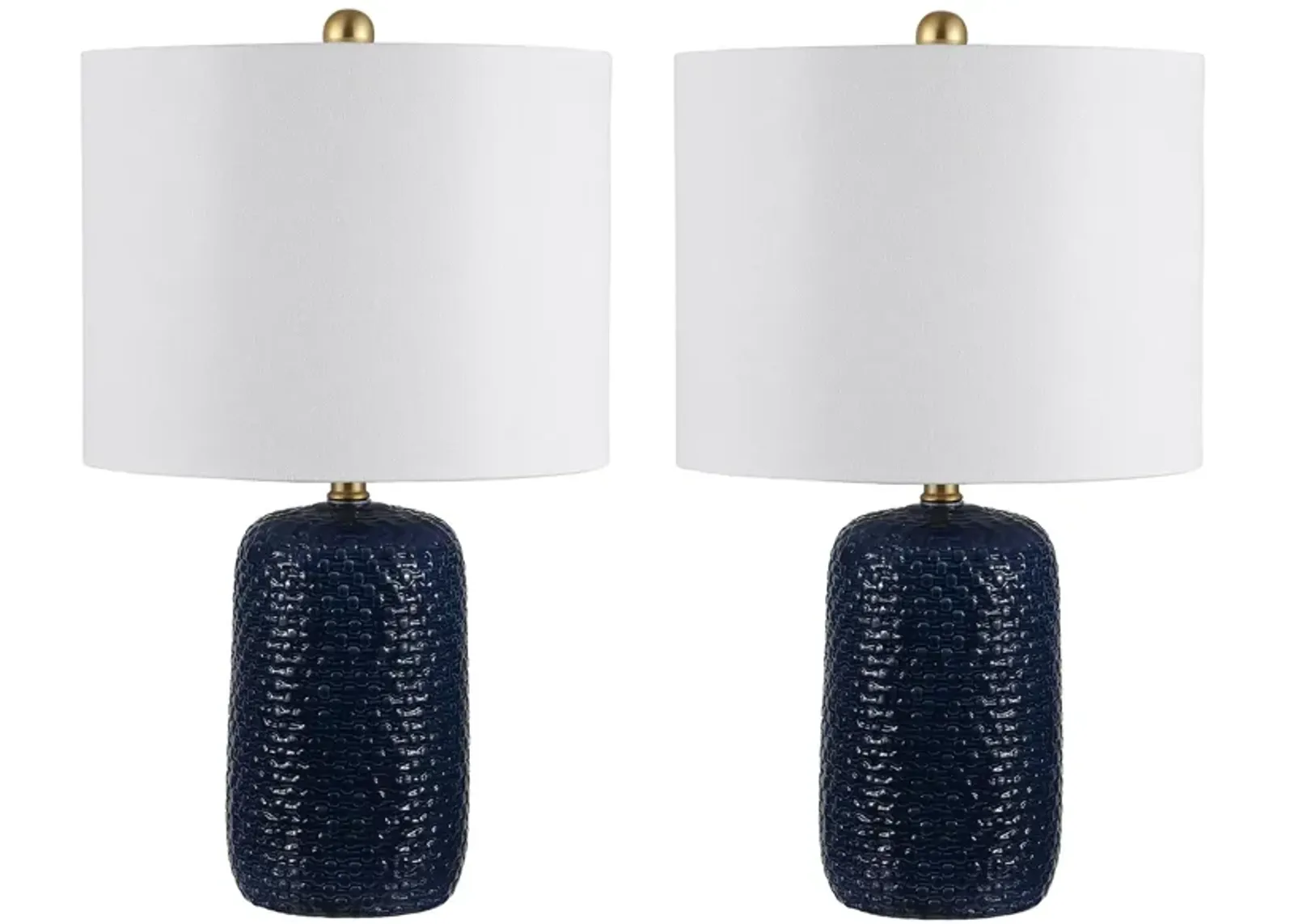 Wendi Ceramic Table Lamp Set in Navy by Safavieh