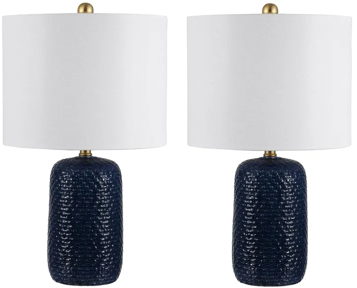 Wendi Ceramic Table Lamp Set in Navy by Safavieh