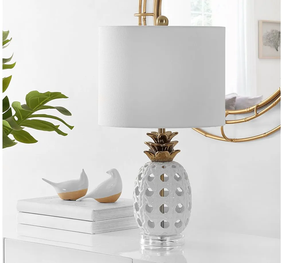 Caden Ceramic Table Lamp in White by Safavieh